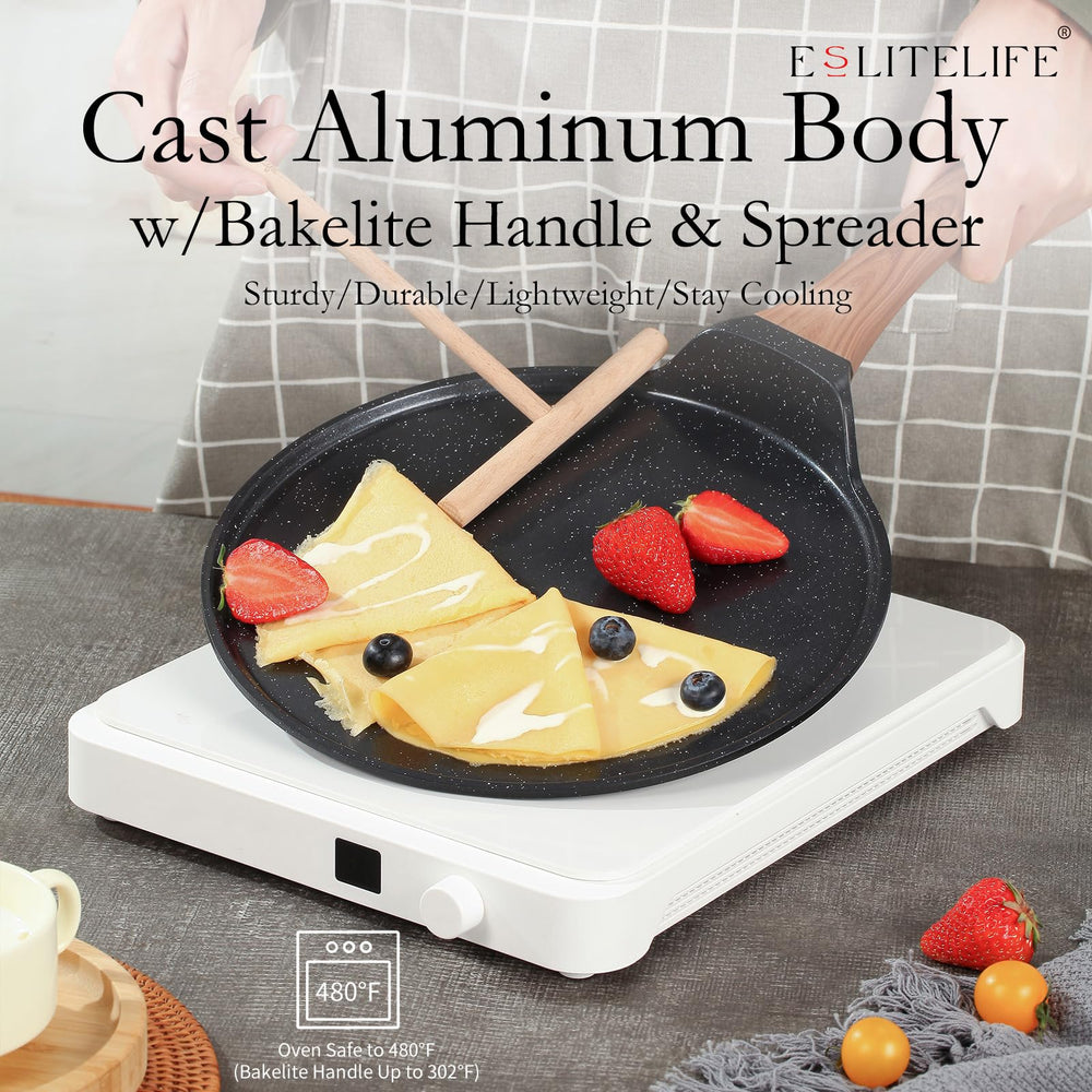 ESLITE LIFE pan base side view highlighting magnetized induction-friendly bottom for even heat