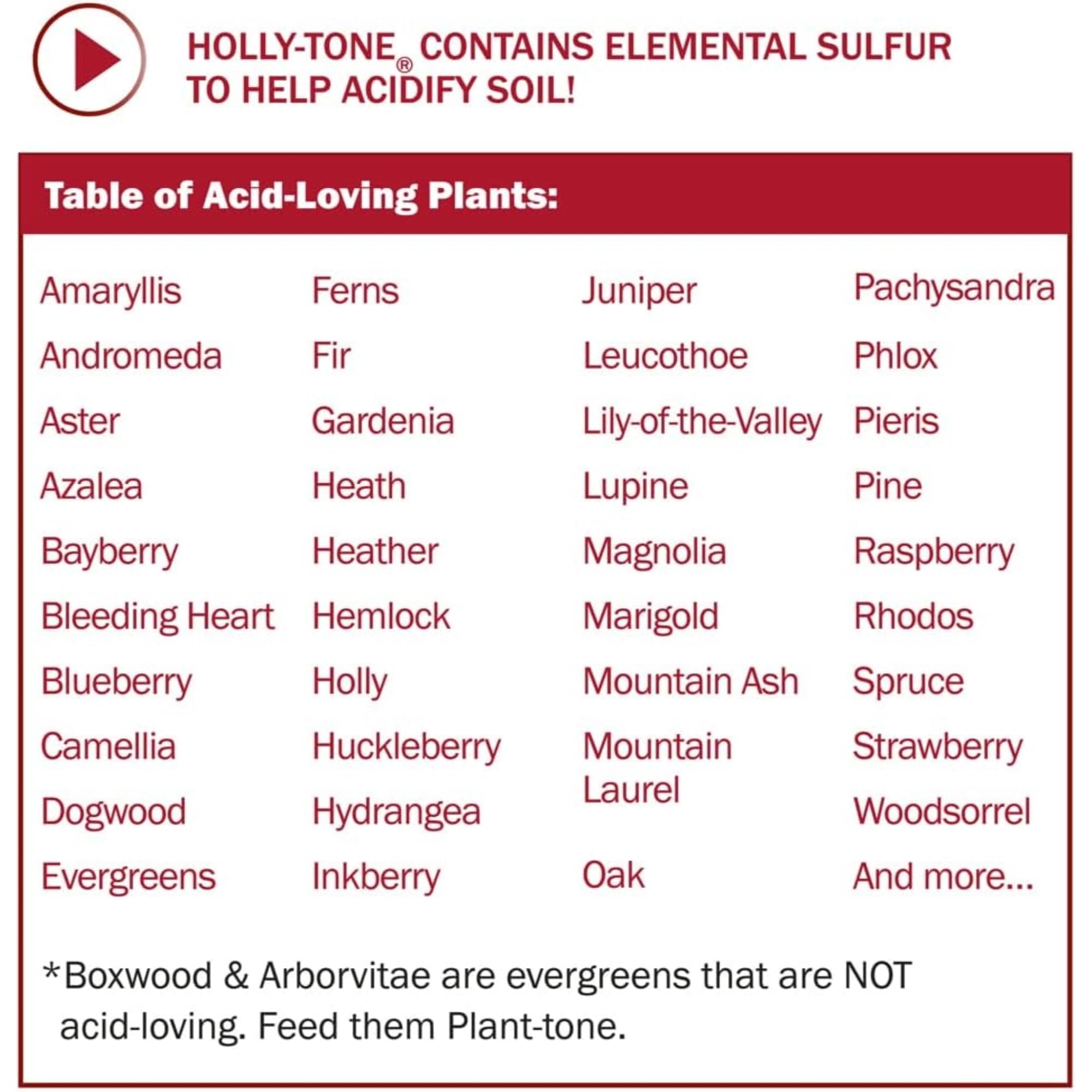 Espoma Holly-Tone label detail highlighting organic certification benefits
