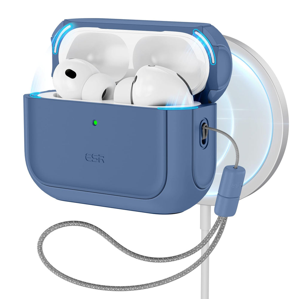 ESR front view of Dark Blue AirPods Pro 3 case showing slim profile and protection