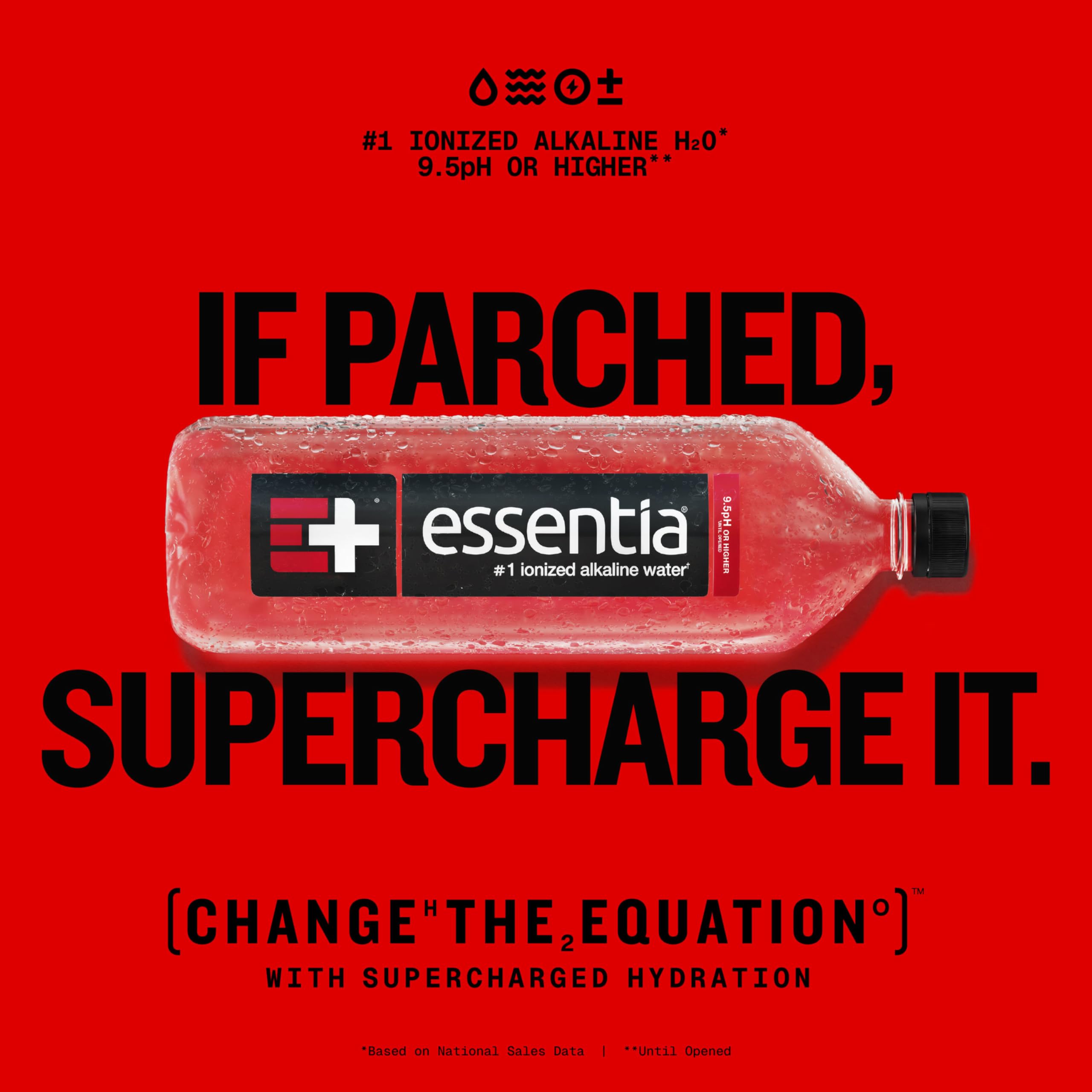 Essentia Water held in hand for size comparison showing practical volume