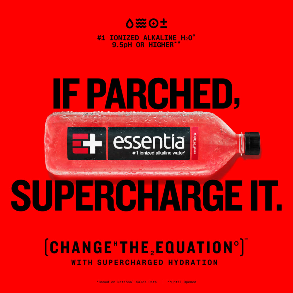 Essentia Water held in hand for size comparison showing practical volume