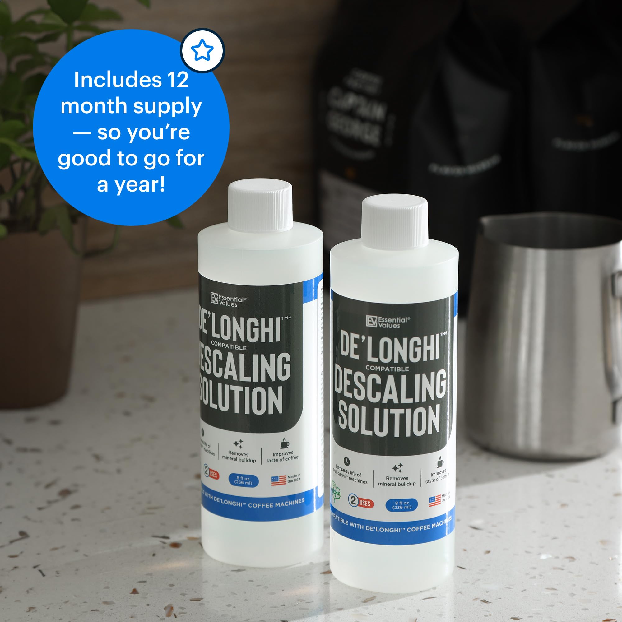 Essential Values twin pack with recyclable bottles emphasizing eco benefit