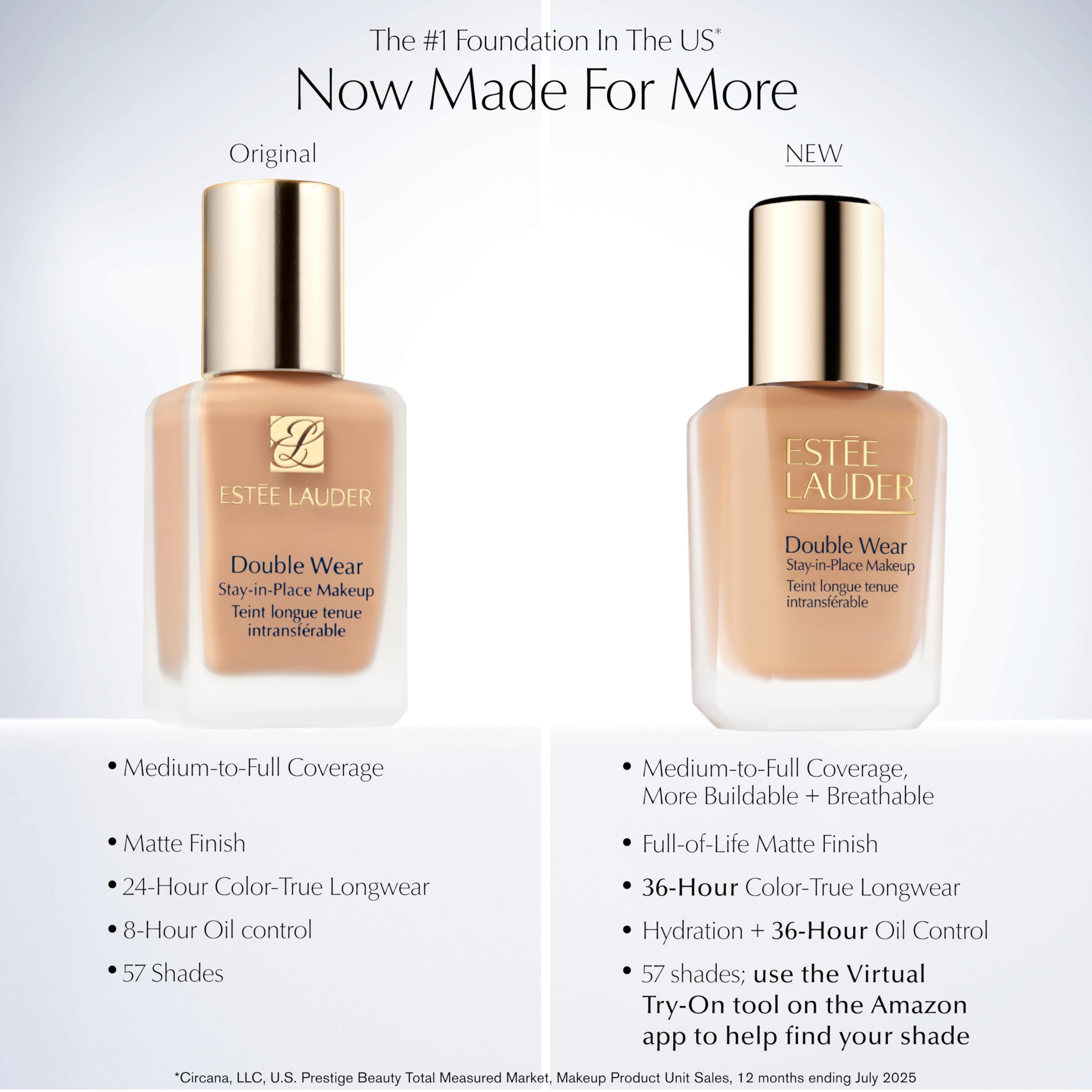 Estée Lauder swatches on arm displaying shade range and true-to-color payoff