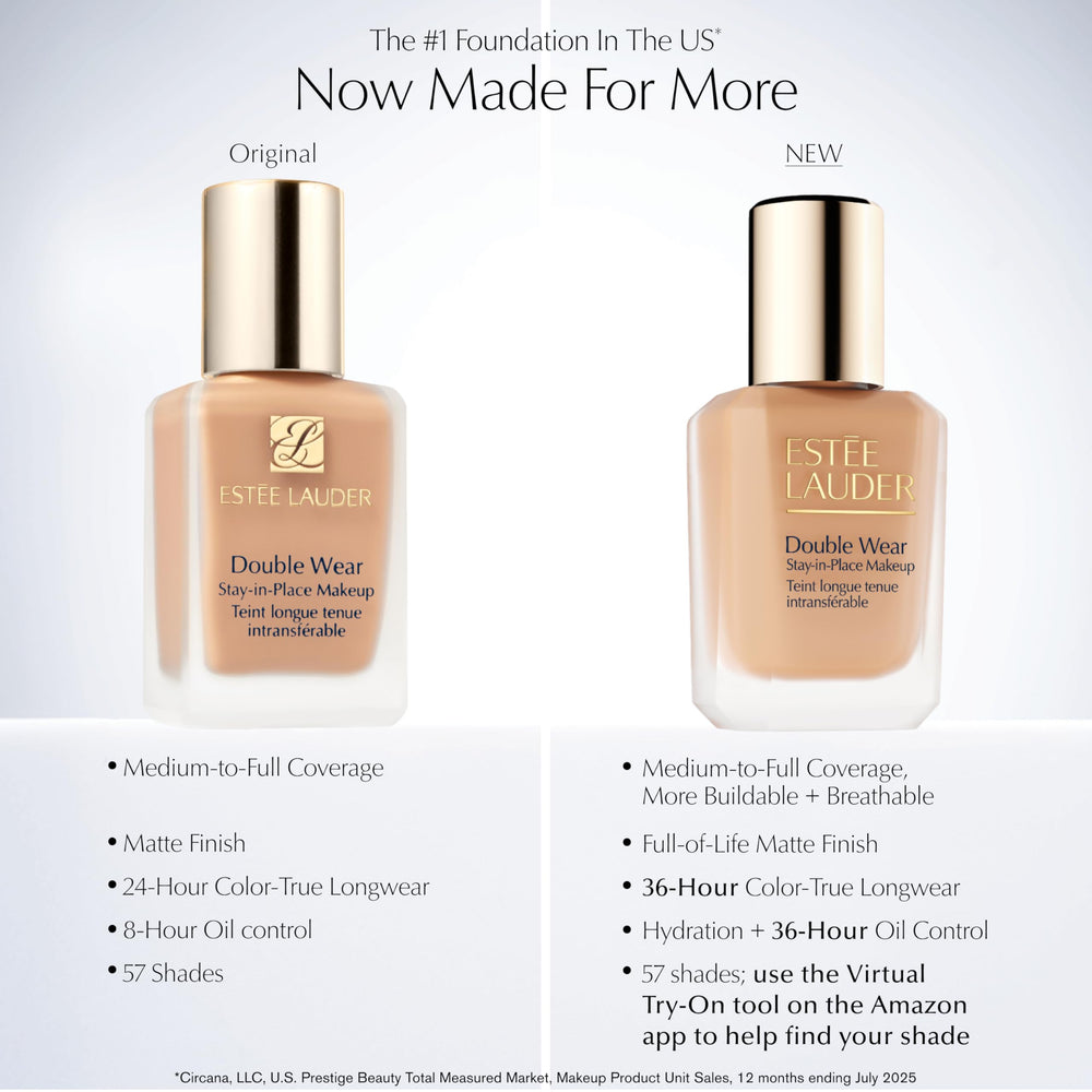 Estée Lauder swatches on arm displaying shade range and true-to-color payoff