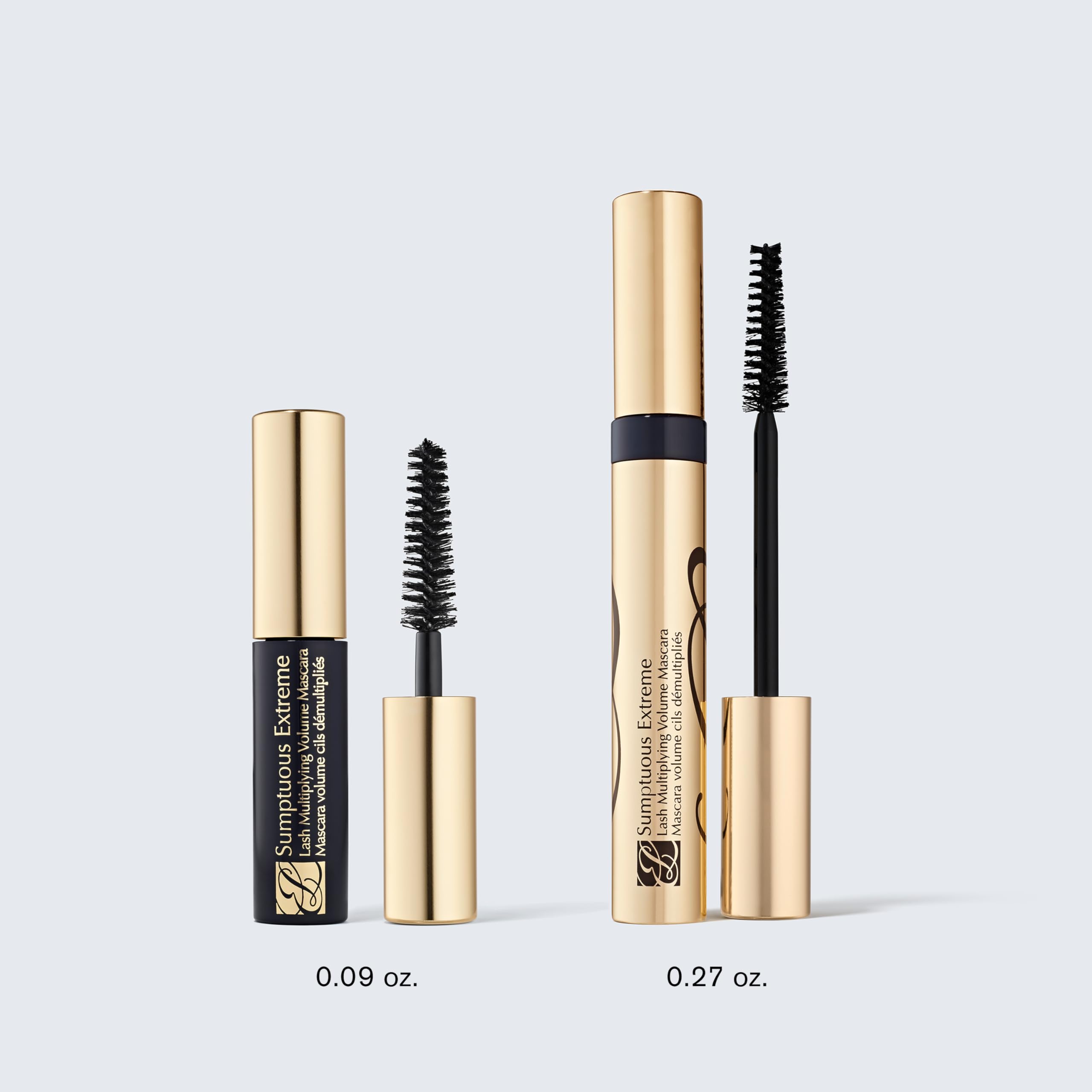 Estée Lauder model applying Sumptuous Extreme mascara for bold, wide-eyed effect
