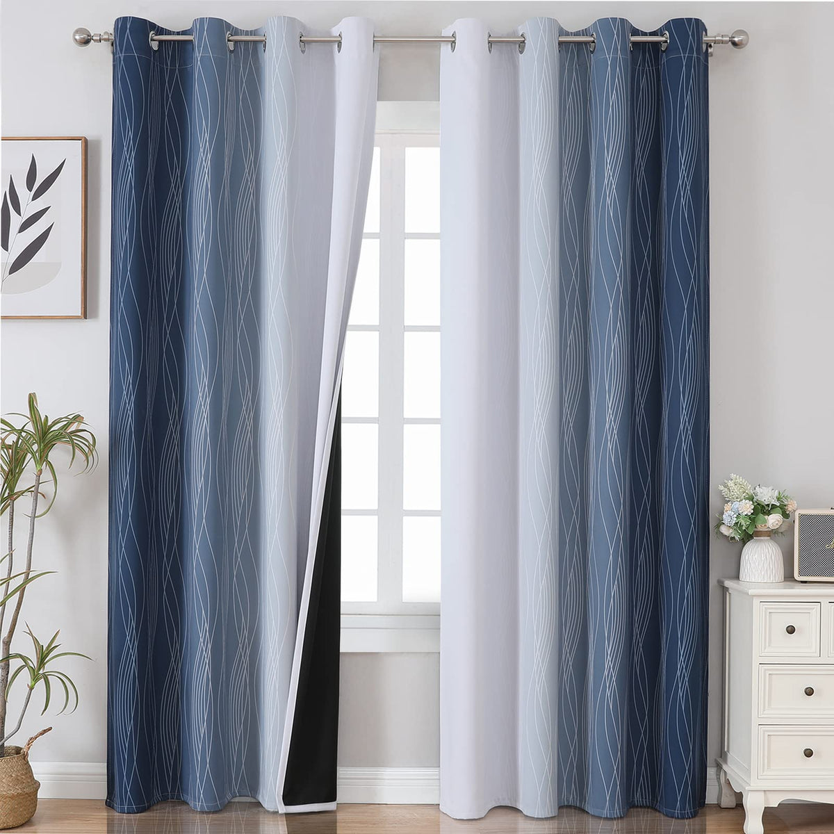 Estelar Textiler front view of ombre panels showing modern style and privacy benefit