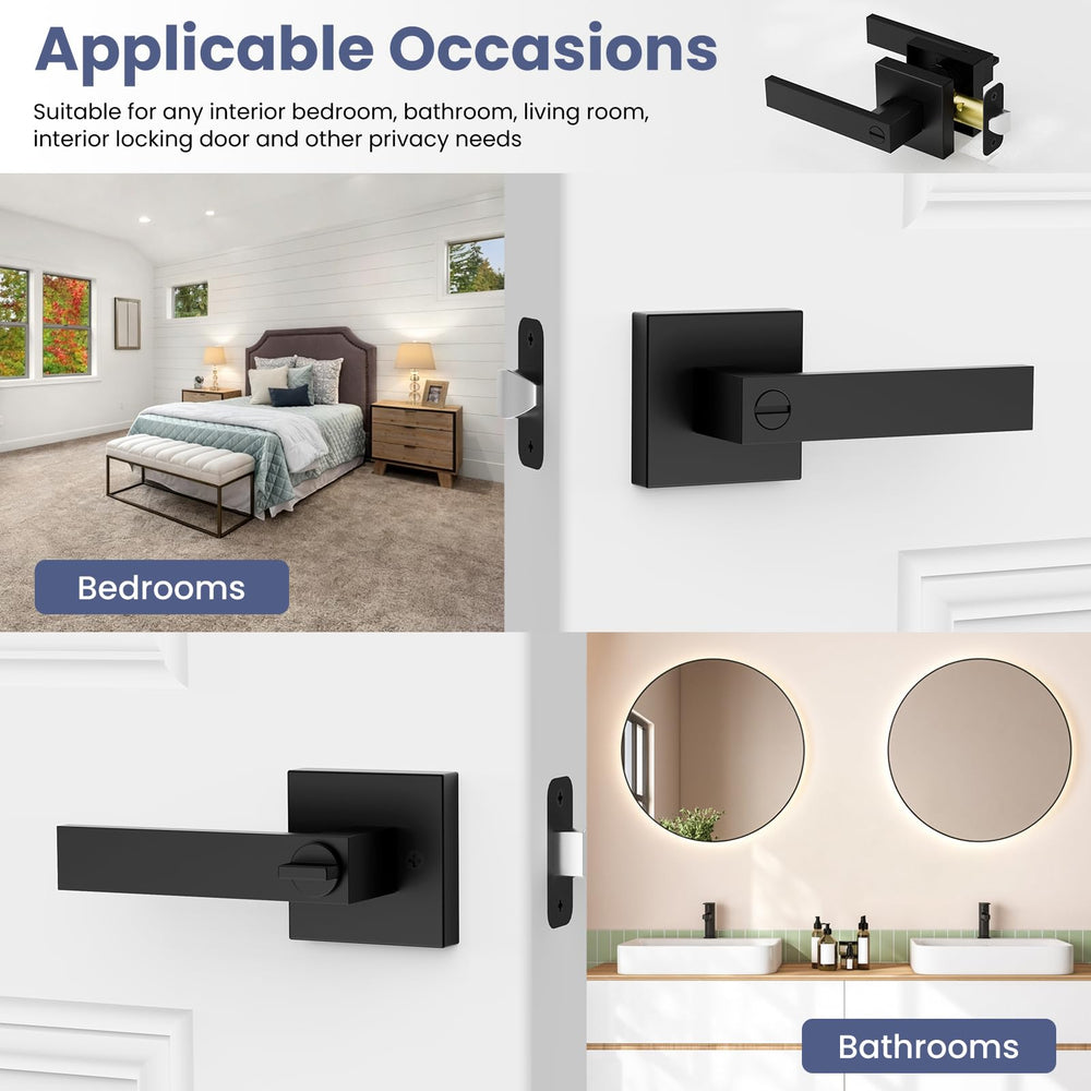 Estmoon knob next to ruler showing fit for standard door thicknesses and backsets