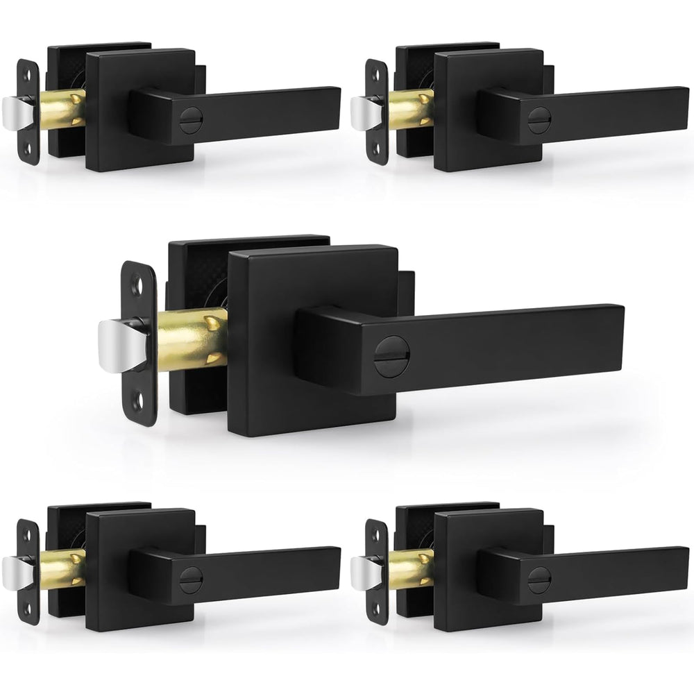 Estmoon front packaging showing five matte black knobs and included parts for quick install
