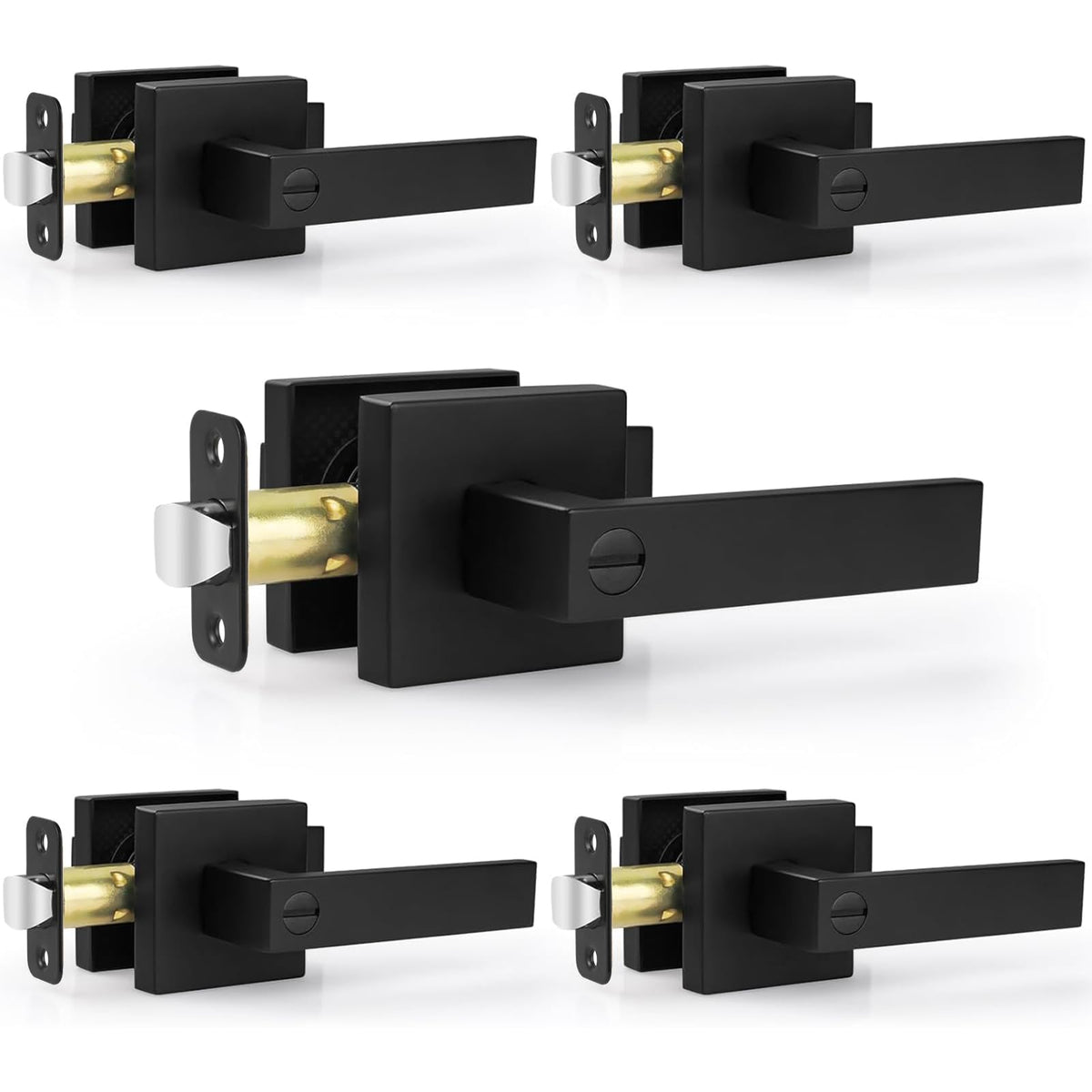 Estmoon front packaging showing five matte black knobs and included parts for quick install