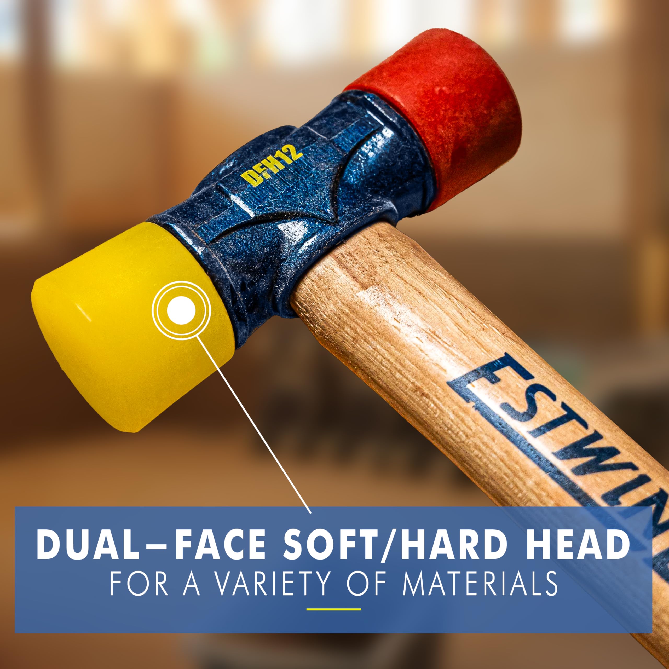 Estwing mallet in use assembling furniture offering non-marring strikes for finish care