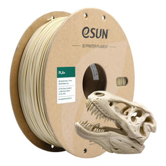 eSUN PLA+ bone white full 1kg spool showing front and filament benefits