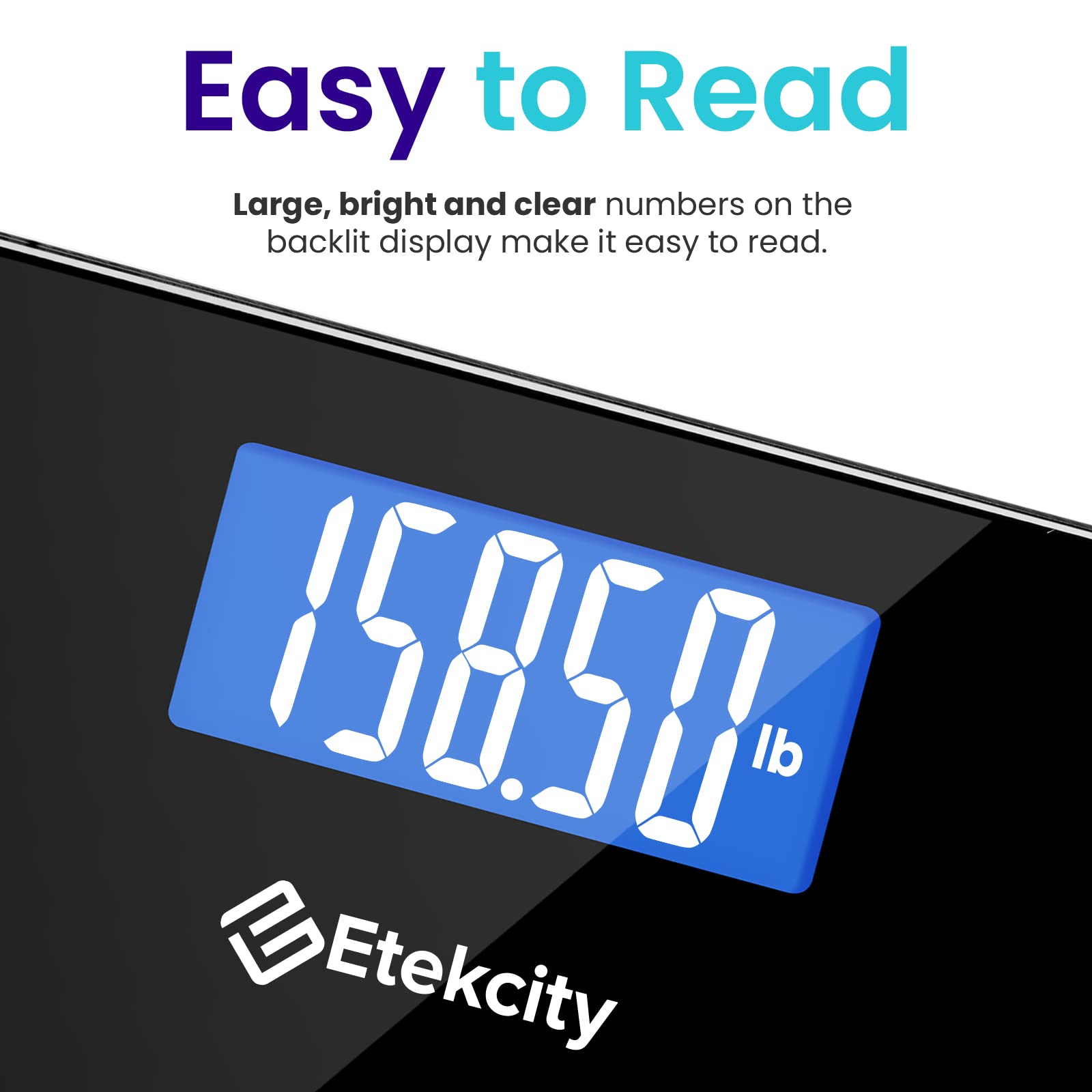 Etekcity tempered glass platform detail highlighting durable 6mm surface for longevity