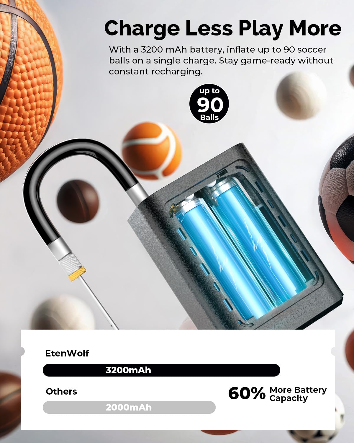 ETENWOLF P300 Plus deflating a soccer ball to reduce size for travel convenience