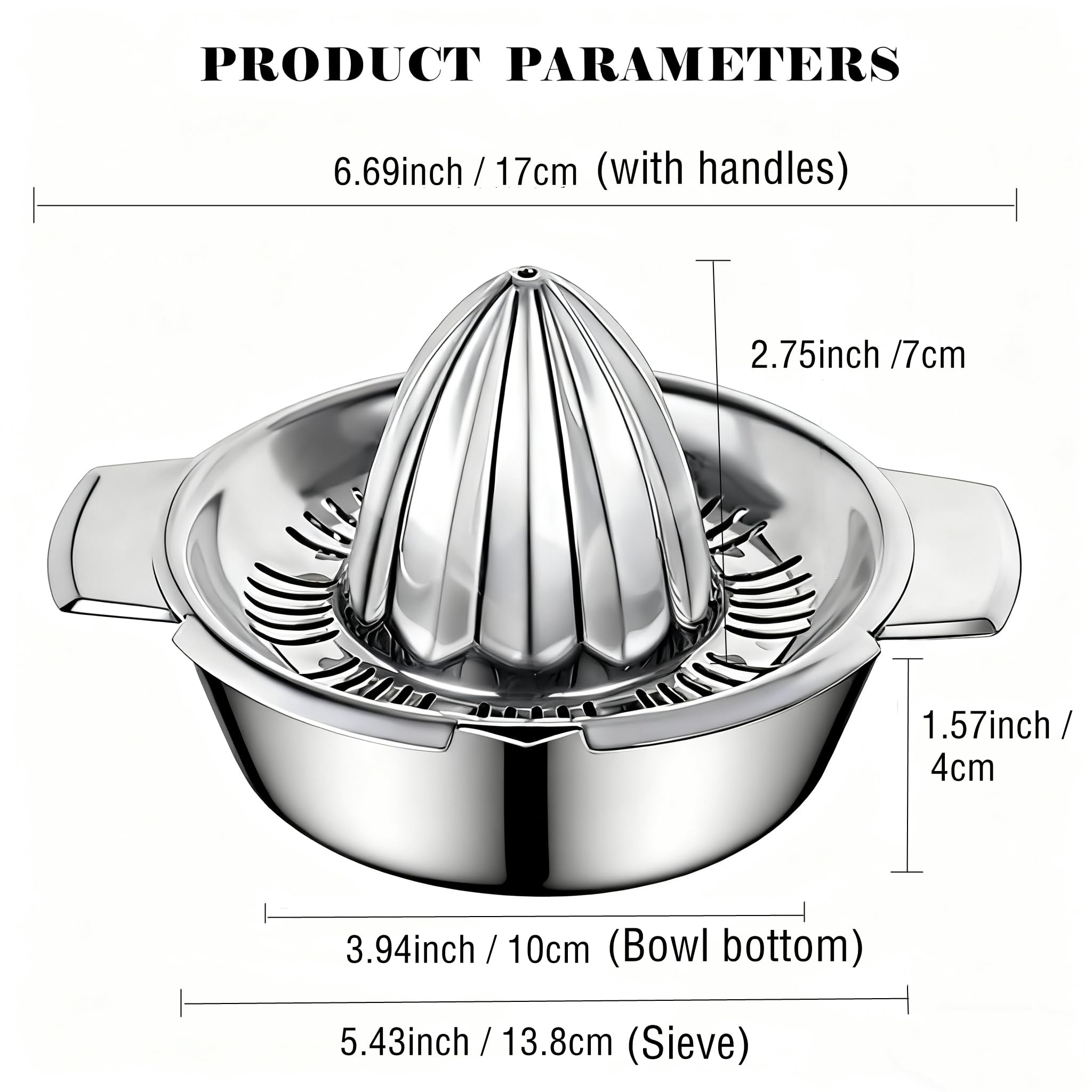 Etinslant detailed strainer slots showing fast pulp filtering and smoother juice