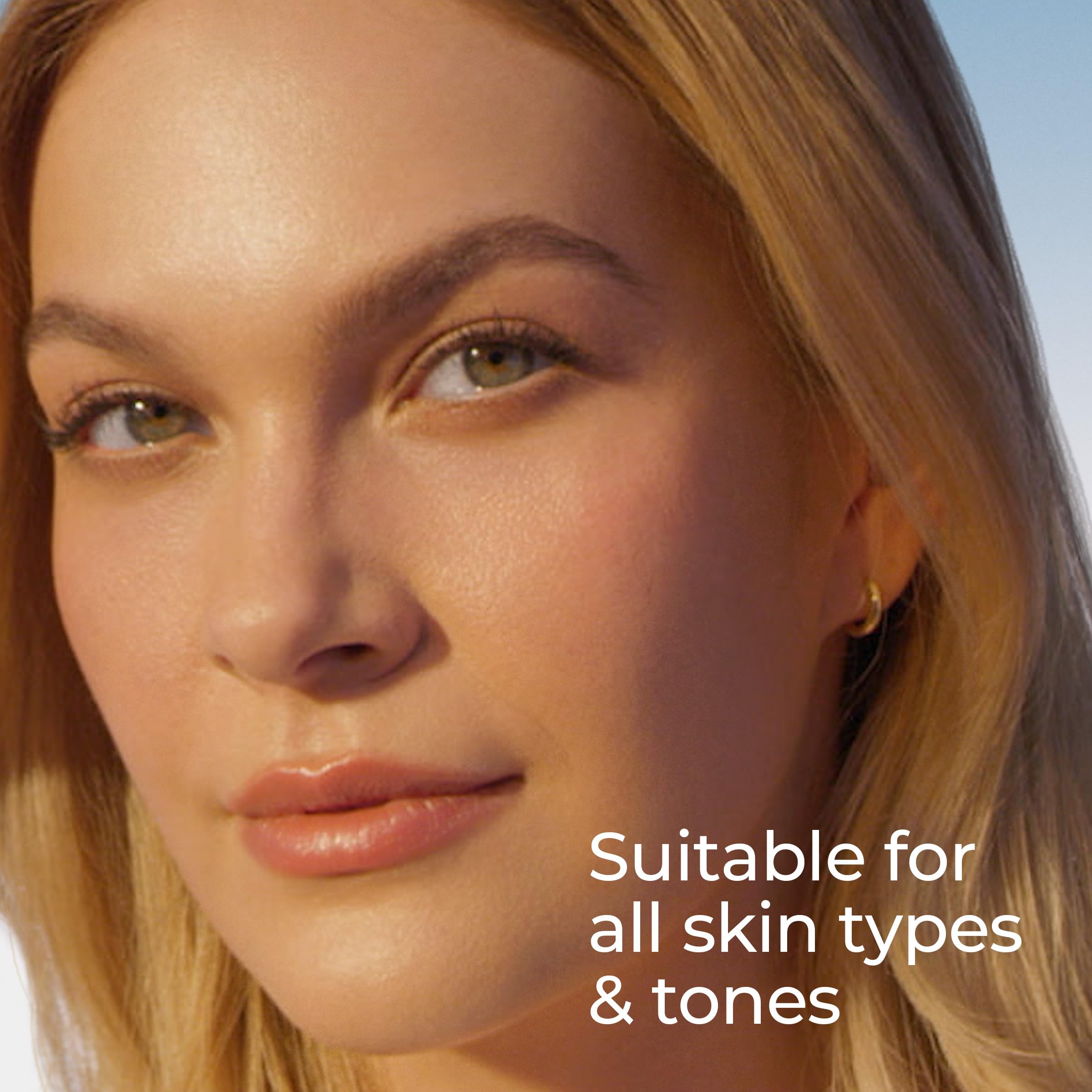 Eucerin sunscreen applied under makeup showing smooth layering benefit