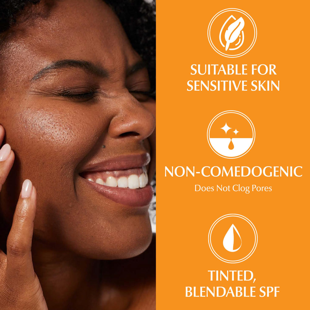 Eucerin applied under makeup demonstrating smooth layering and wear