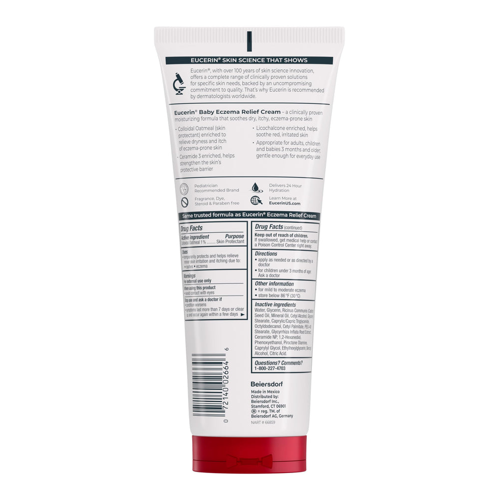 Eucerin tube cap detail shows hygienic packaging and easy dispensing benefit