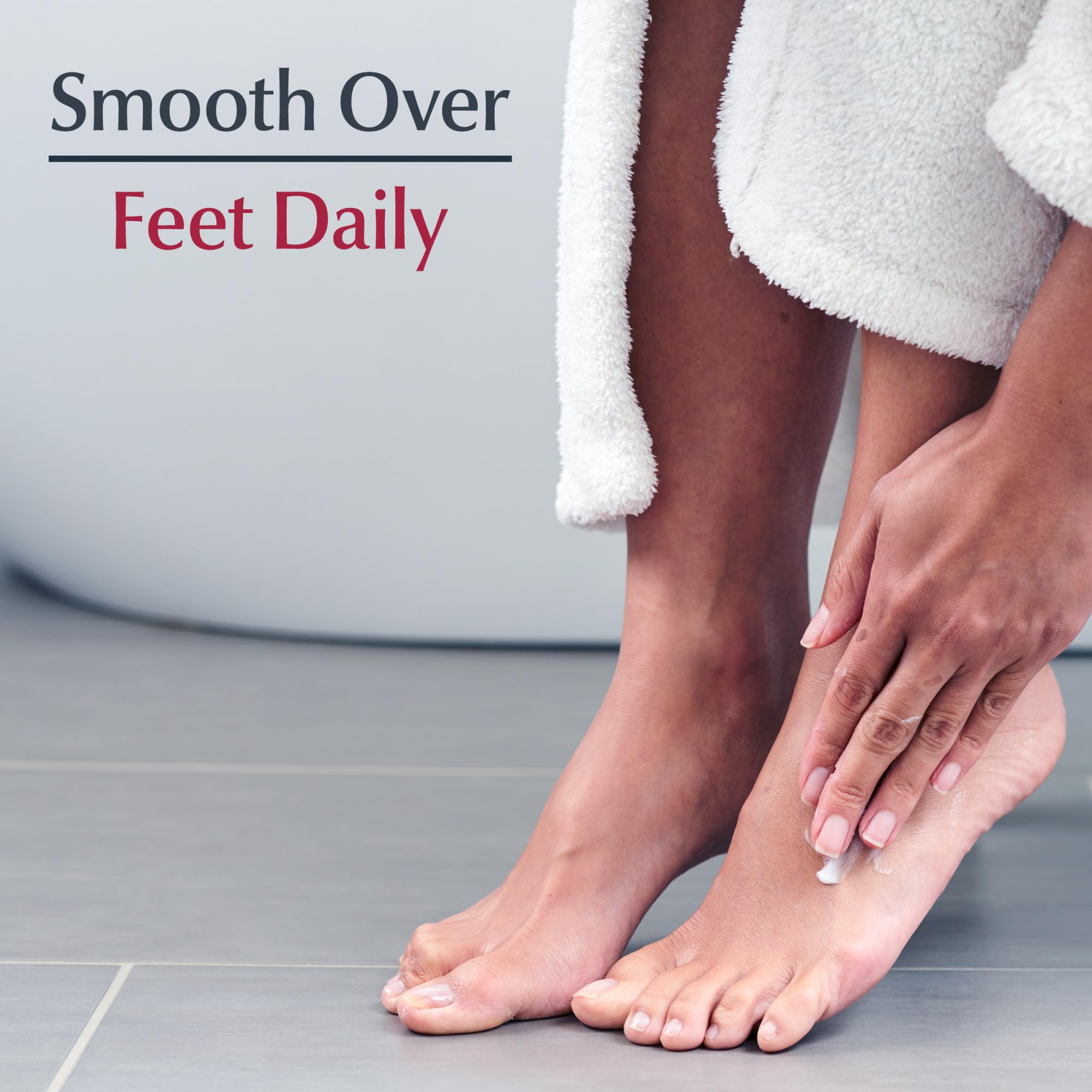 Eucerin before and after feet visual illustrating smoother, softer skin benefit