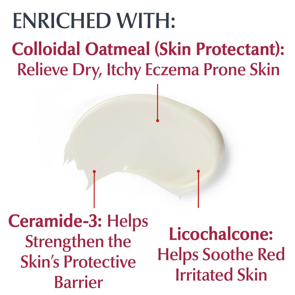Eucerin cream dispensed from tube demonstrating easy, controlled application