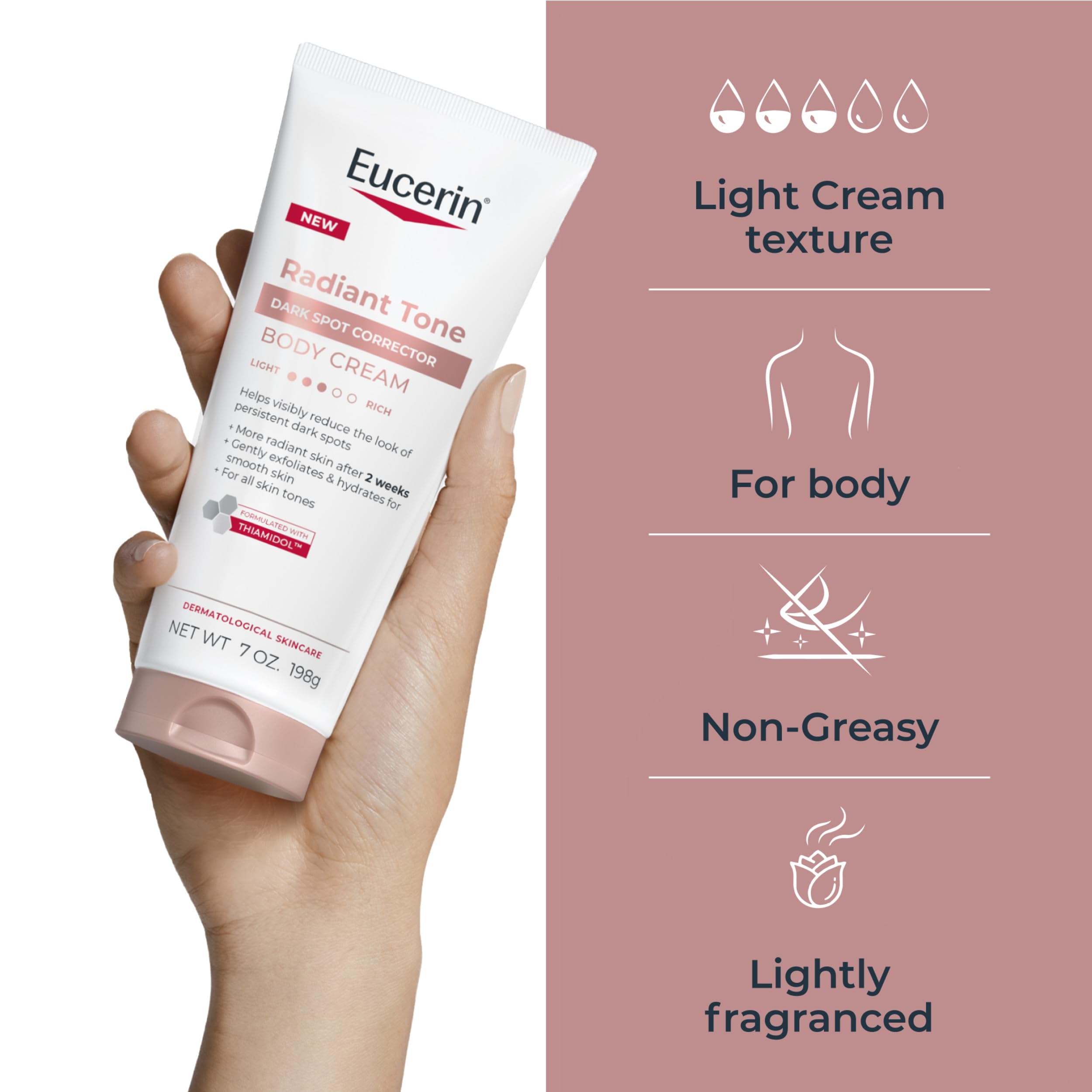 Eucerin being applied to skin demonstrating quick absorption and non-greasy finish