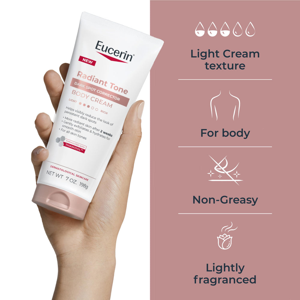Eucerin being applied to skin demonstrating quick absorption and non-greasy finish