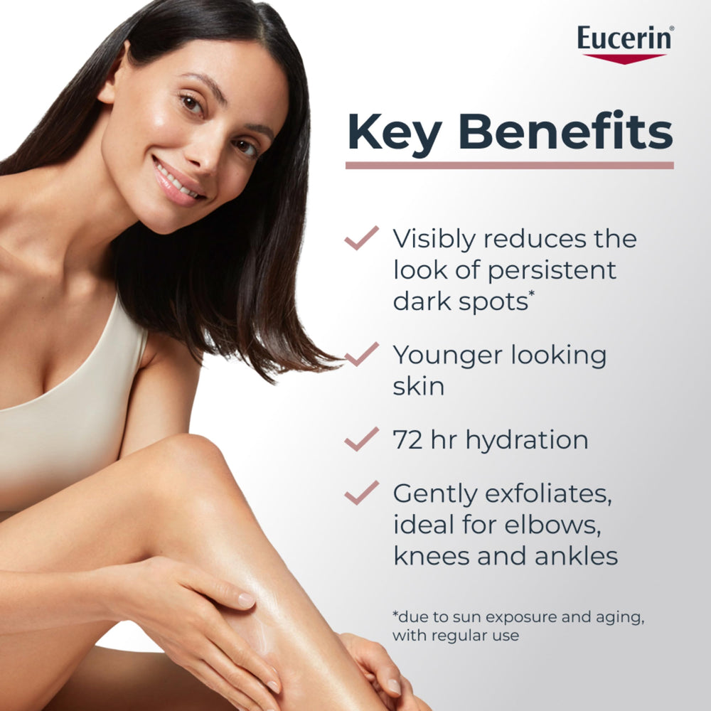 Eucerin cream texture close-up showing smooth spreadability and hydration