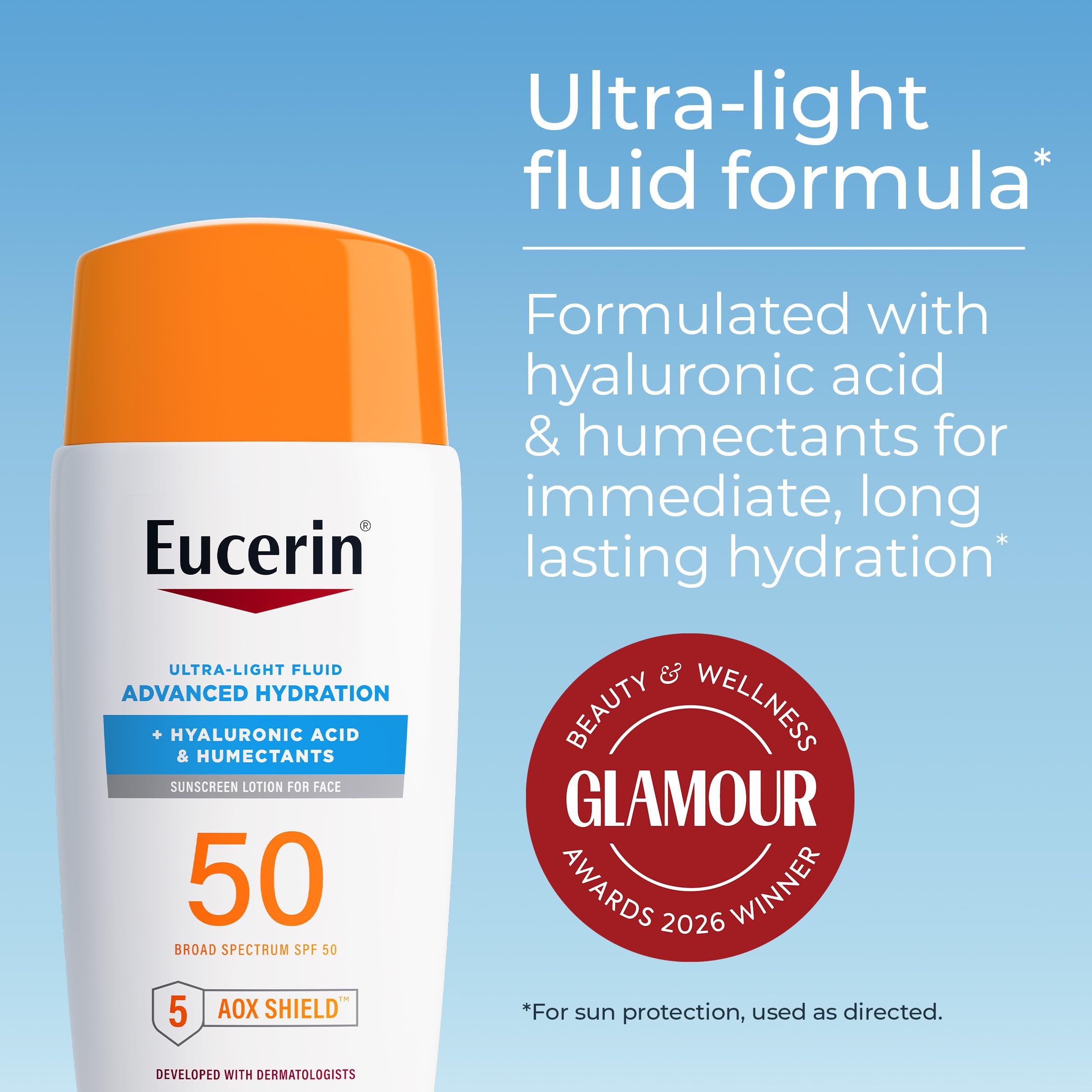 Eucerin pump and cap detail for easy controlled dispensing