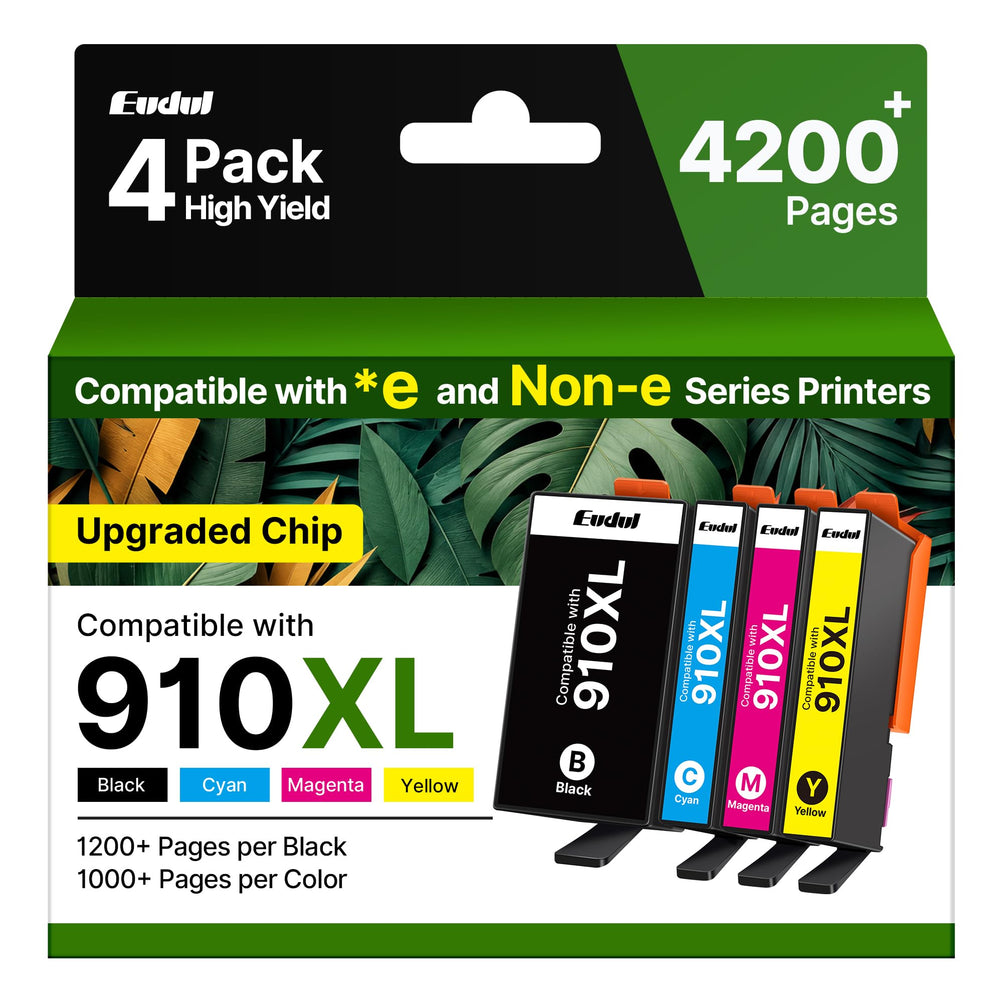 Eudul 910XL pack front view showing four cartridges and clear labeling for fast selection
