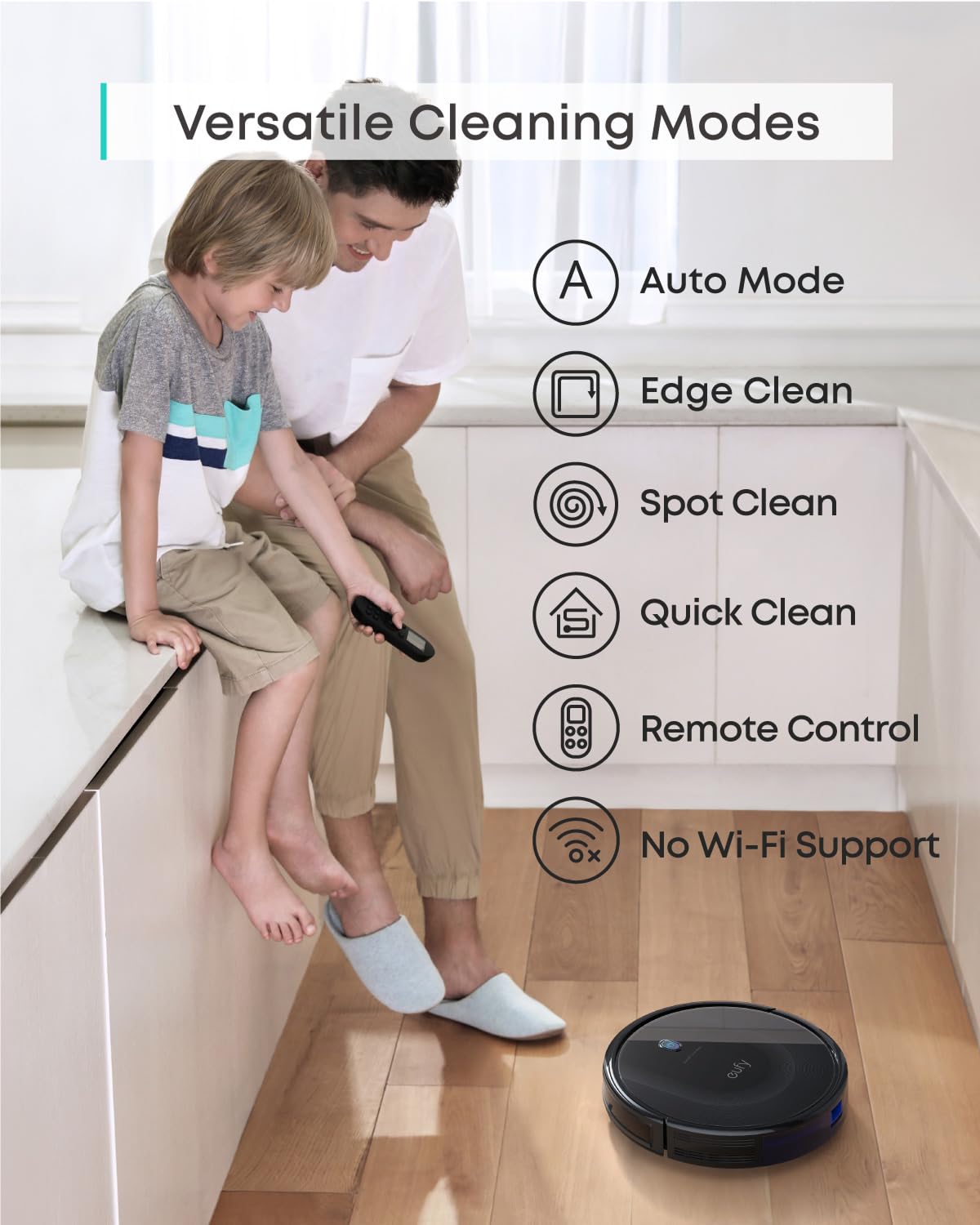 eufy remote and buttons demonstrating simple no-app control