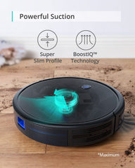 eufy side brush close-up showing debris pickup efficiency
