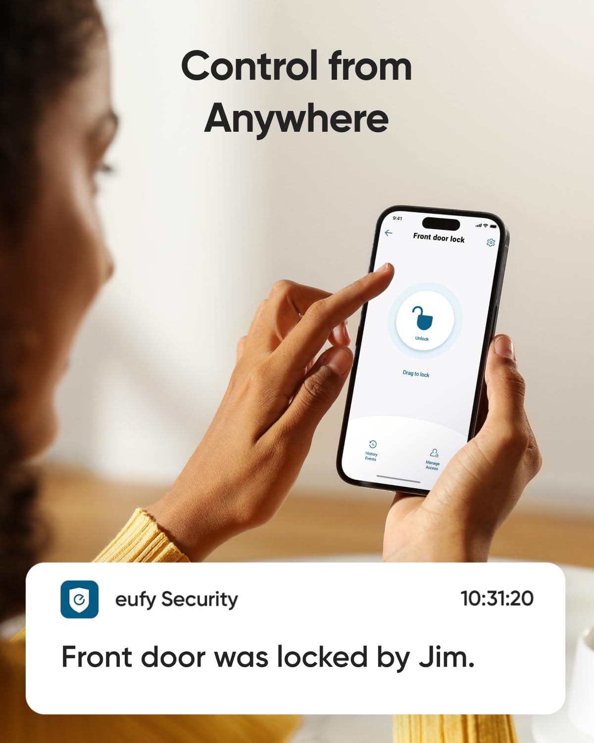 eufy Security lock being controlled from an Apple Watch showing remote convenience
