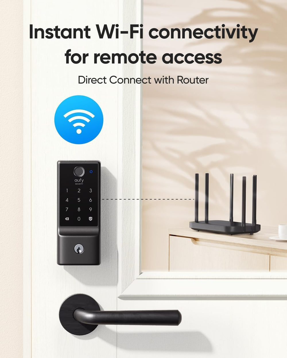 eufy Security installed on a front door demonstrating compatibility and neat finish