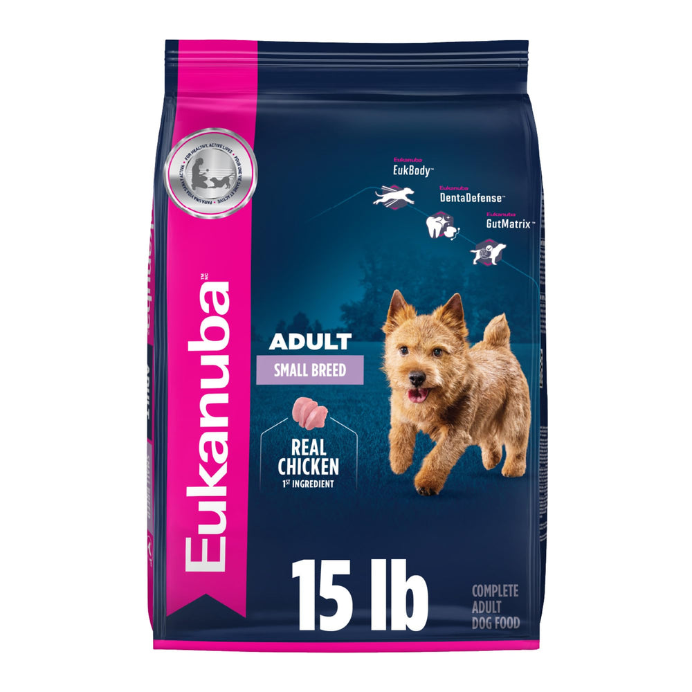Eukanuba front packaging showing 15 lb bag and product branding for trust