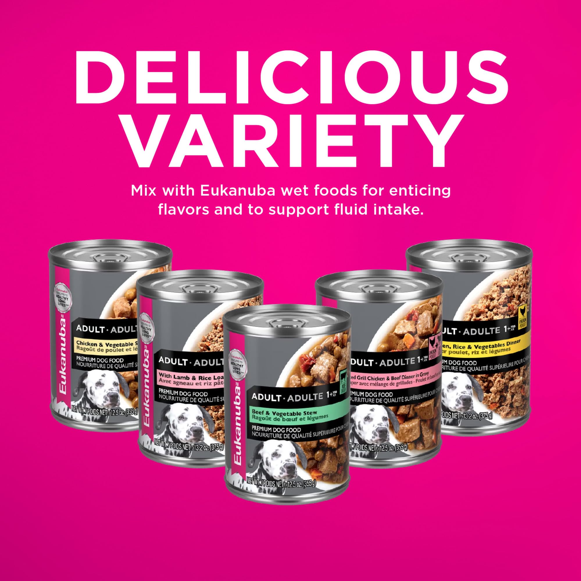 Eukanuba nutrition label close-up showing guaranteed analysis and facts
