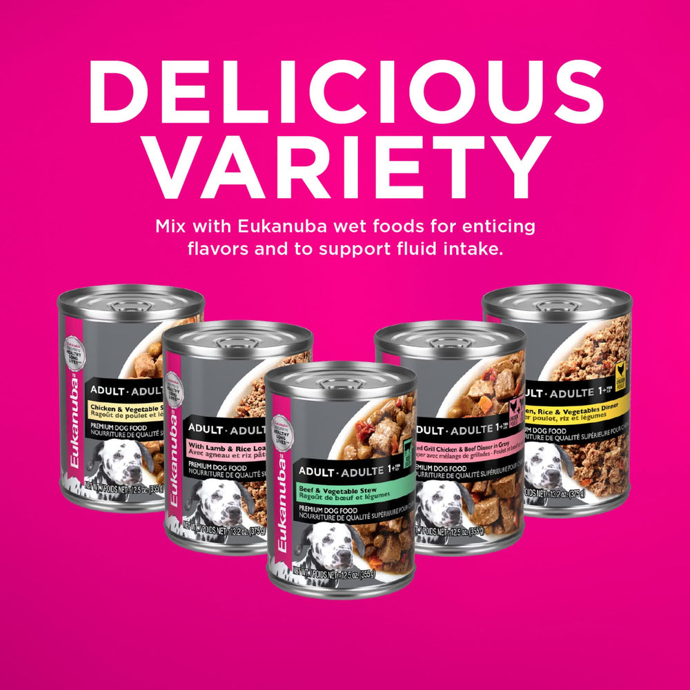 Eukanuba nutrition label close-up showing guaranteed analysis and facts