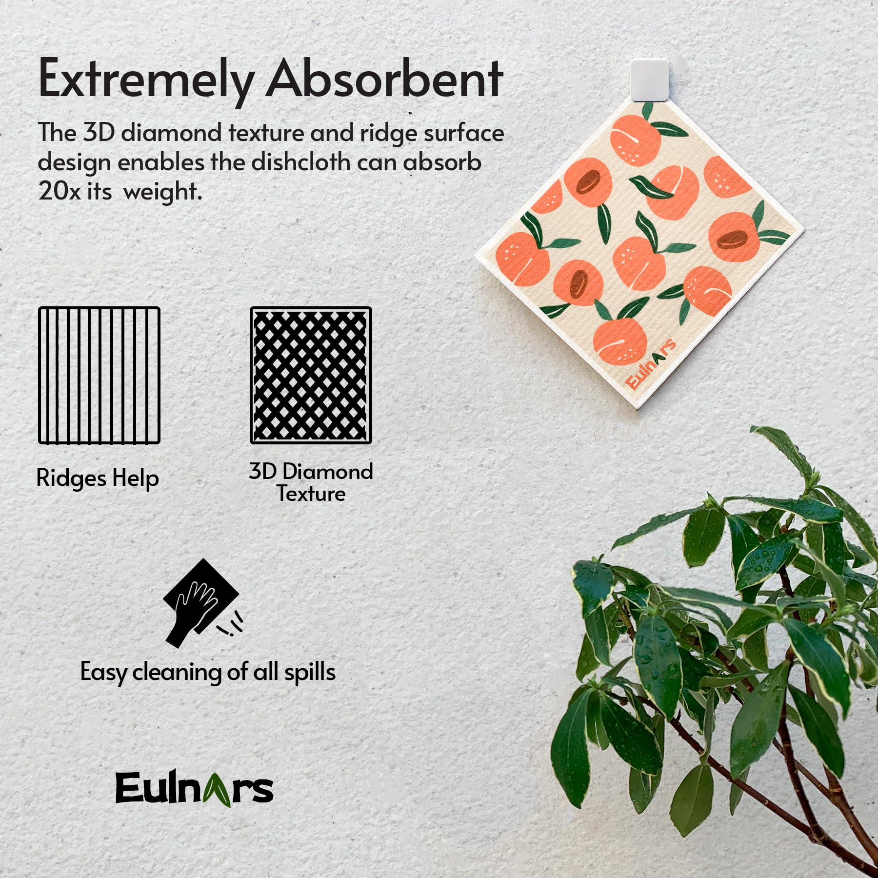 Eulnars cloths hung with included clips on refrigerator for tidy storage
