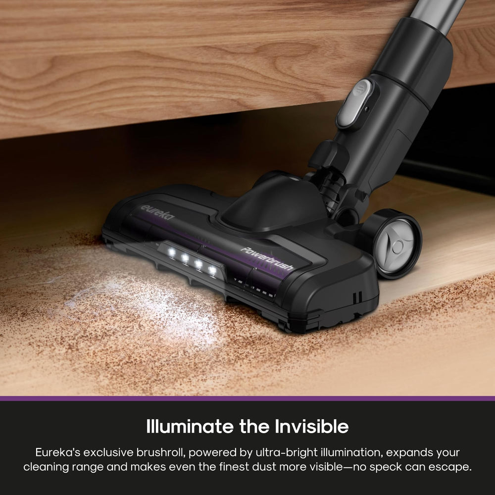 Eureka ReactiClean cleaning hardwood floor in living room for efficient everyday pickup