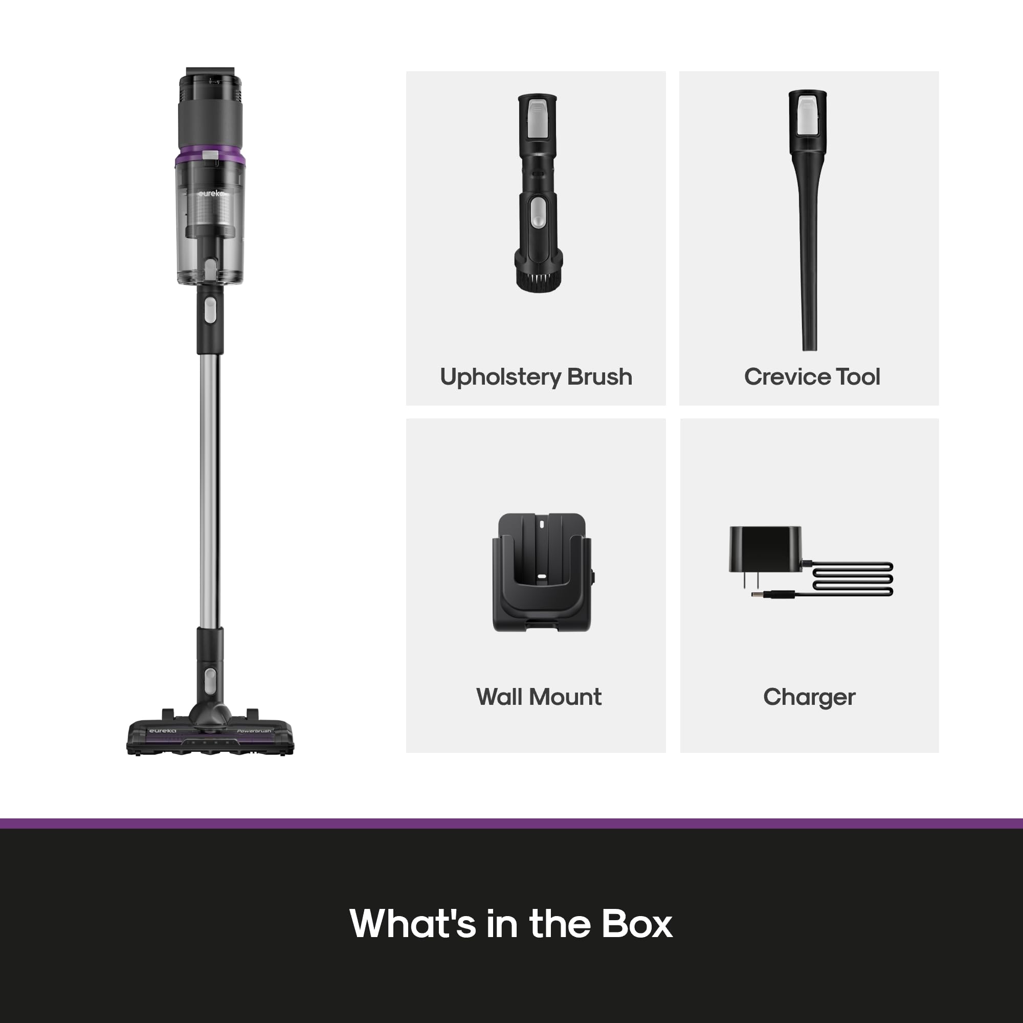 Eureka ReactiClean stored upright in a small closet showing compact, space‑saving design