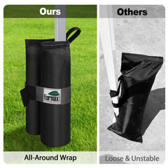 Eurmax filled sandbag side profile showing low-profile ballast for wind resistance