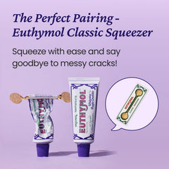 Person brushing with Euthymol demonstrating visible brightness and mint freshness