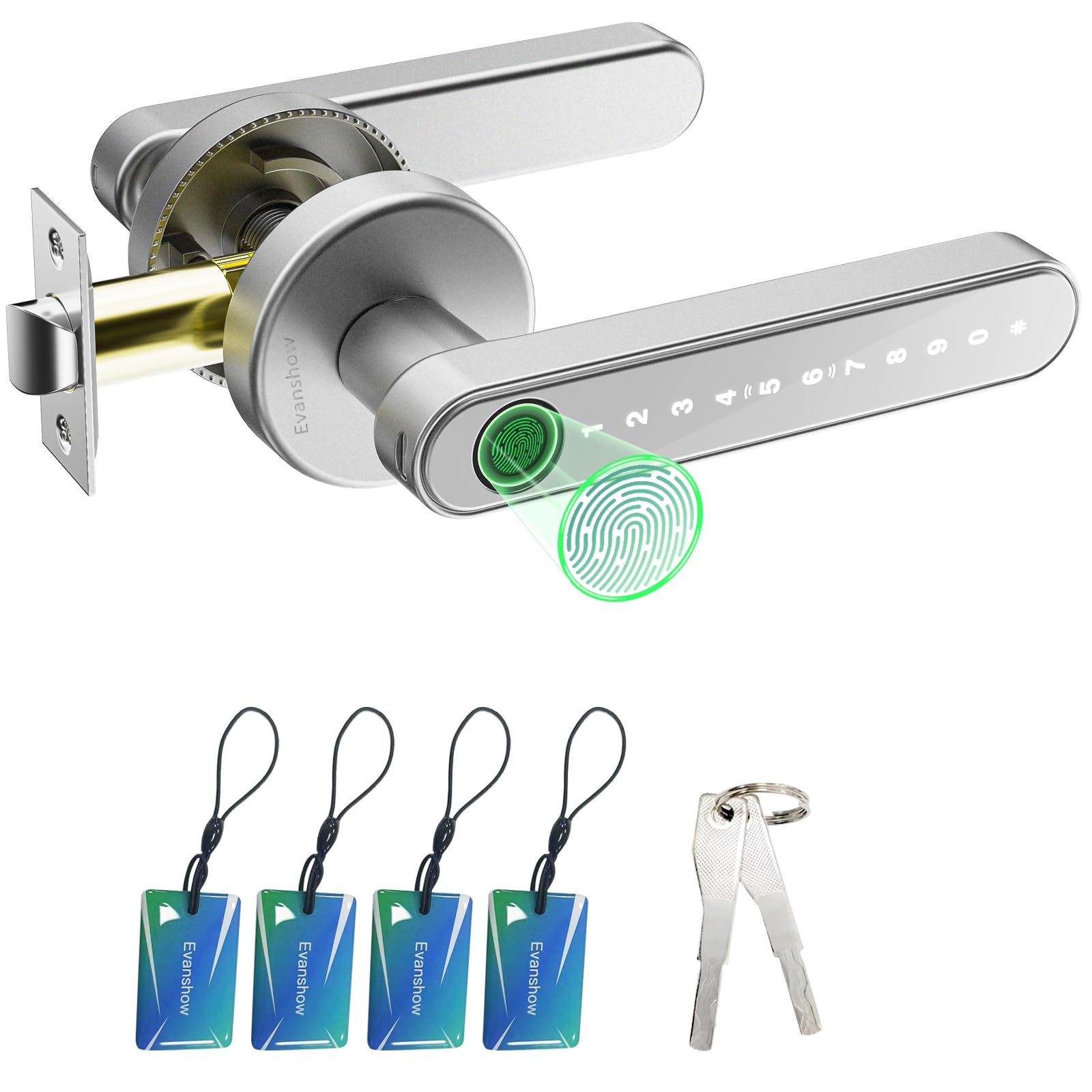 Evanshow front view silver knob showing secure keyless entry benefit