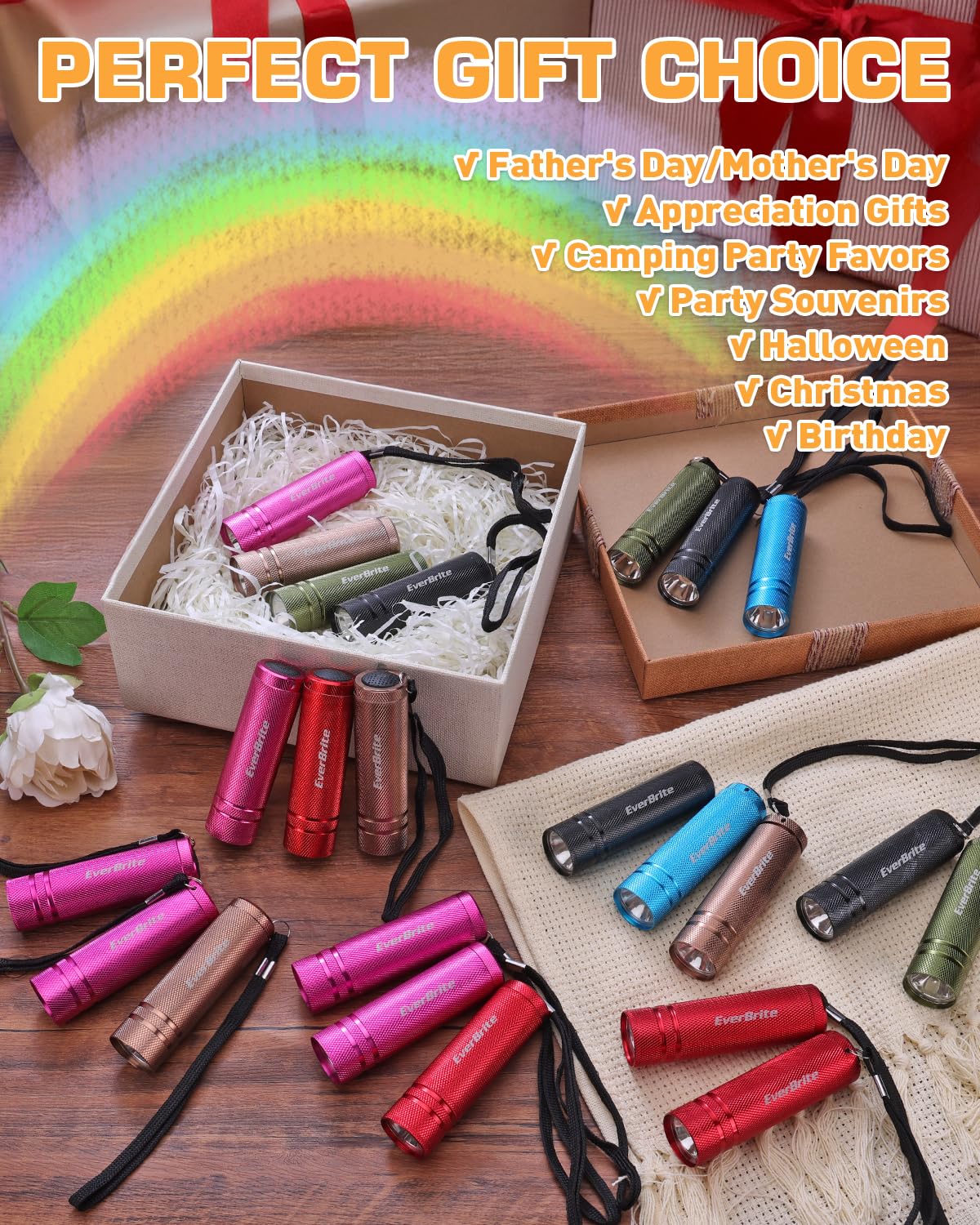 EverBrite assorted colors top view highlighting six vibrant finishes for easy selection