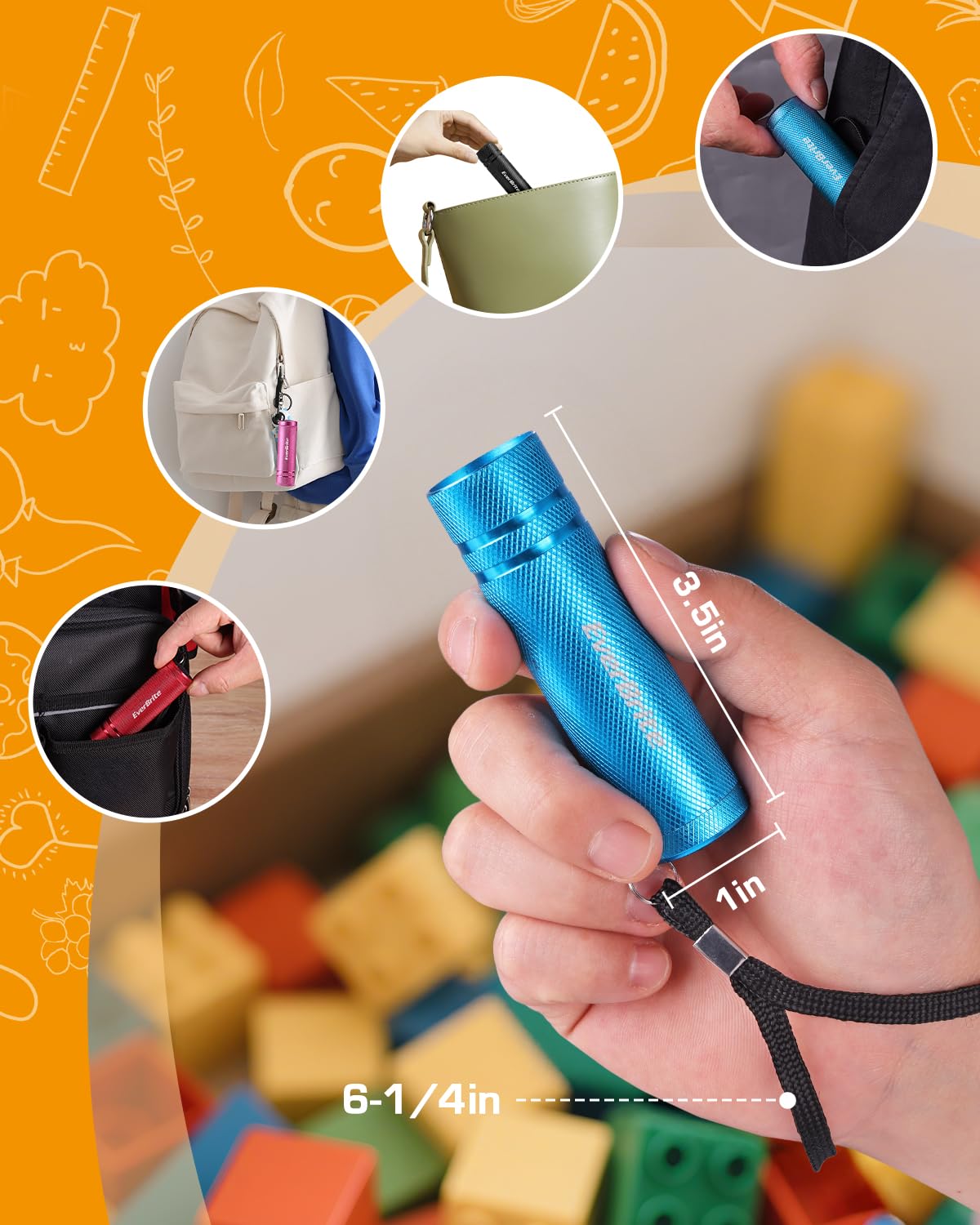 EverBrite held in hand to show compact size and pocket-friendly portability