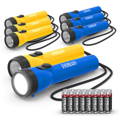EVEREADY front view of eight-flashlight pack showing instant readiness