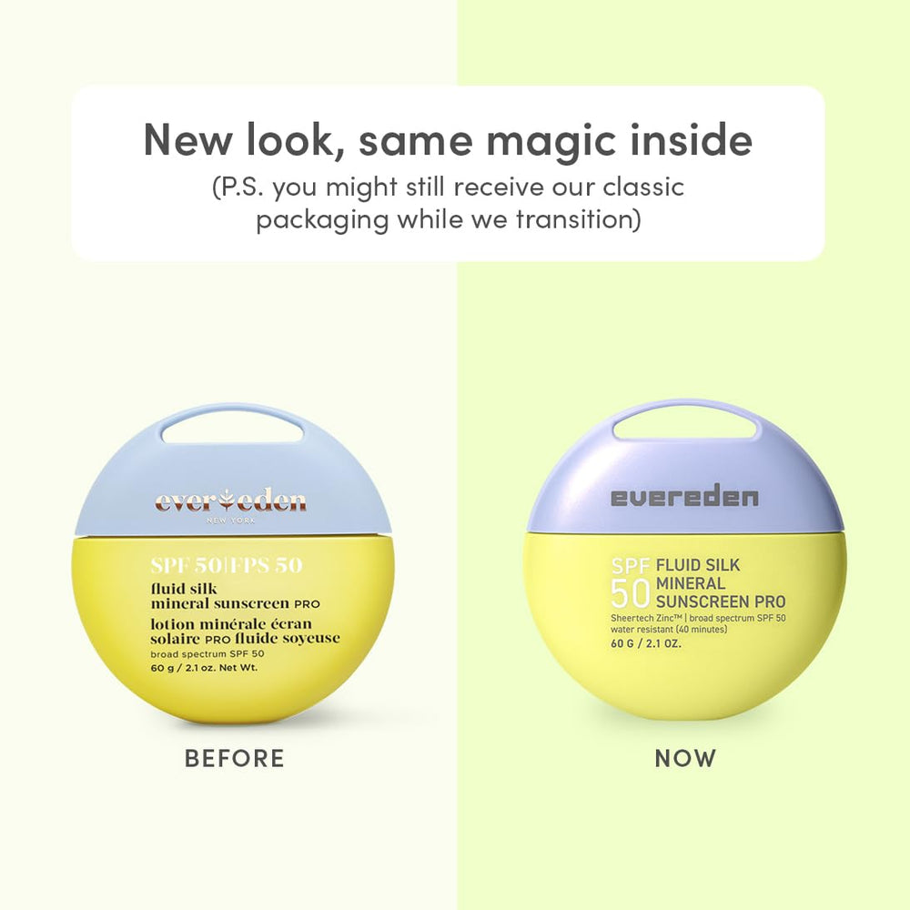 Evereden sunscreen fluid texture on dispenser illustrating easy, fast application