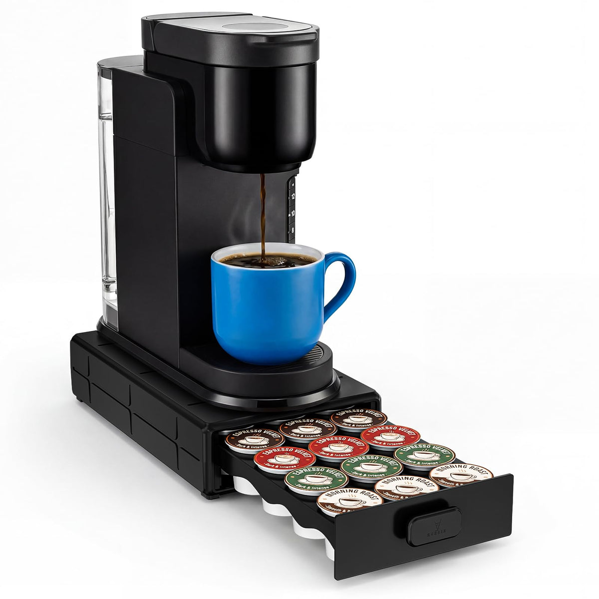 EVERIE front view closed showing compact storage and tidy countertop benefit