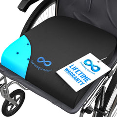 Everlasting Comfort front view of wheelchair cushion showing shape and comfort