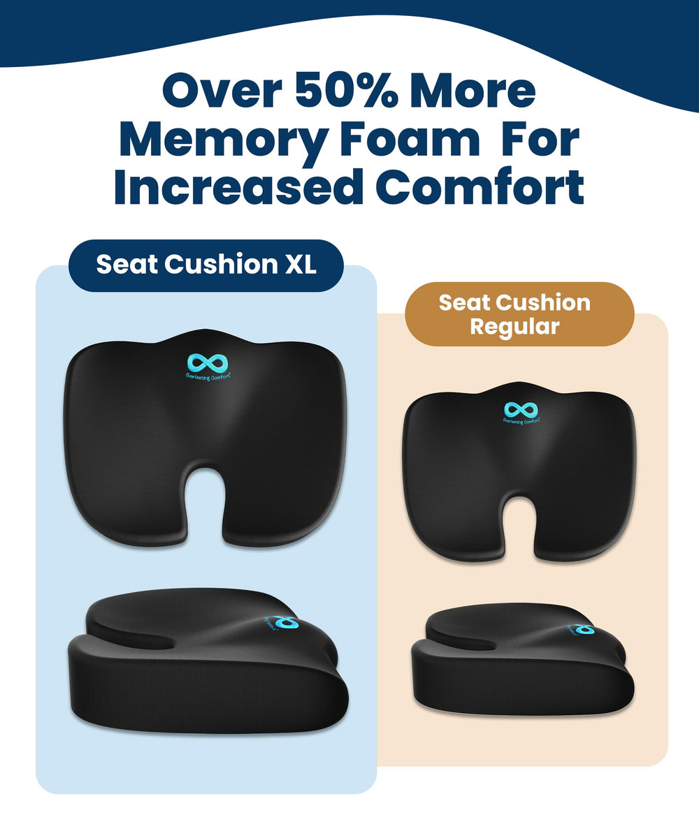Everlasting Comfort cushion installed in car seat for long-drive comfort