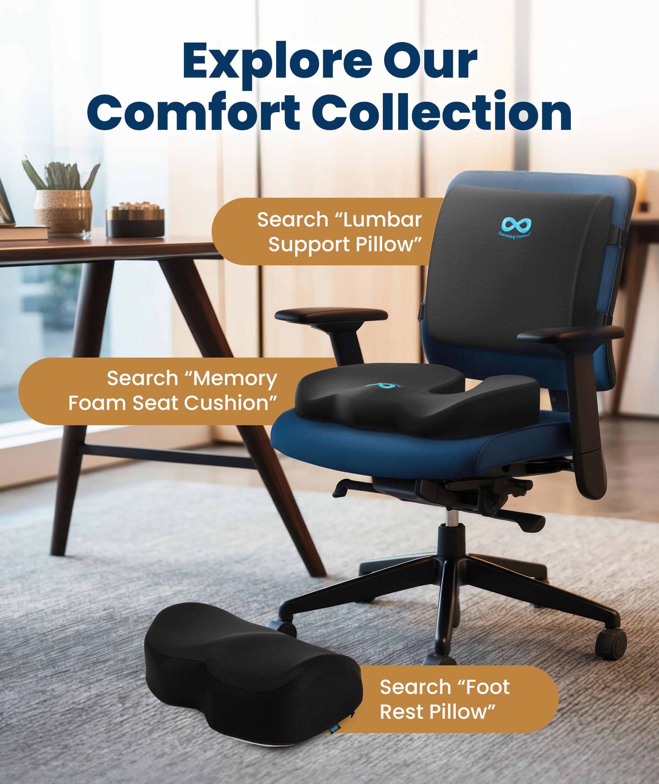 Everlasting Comfort cushion next to a laptop to show compact size and easy portability