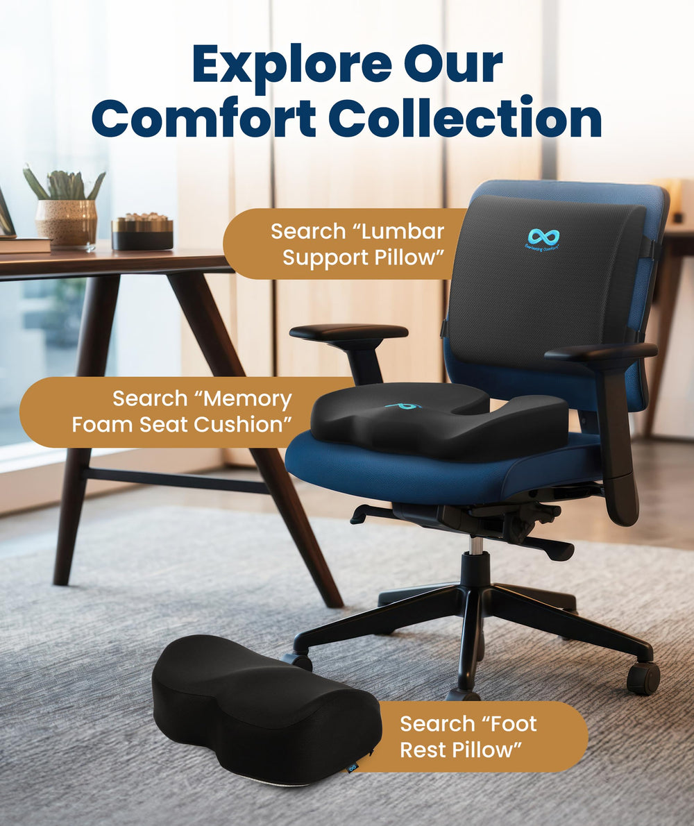Everlasting Comfort cushion next to a laptop to show compact size and easy portability